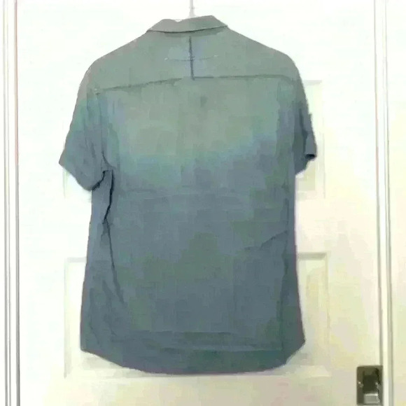 Men’s blue button down short sleeves button down blouse shirts - Picture 3 of 4